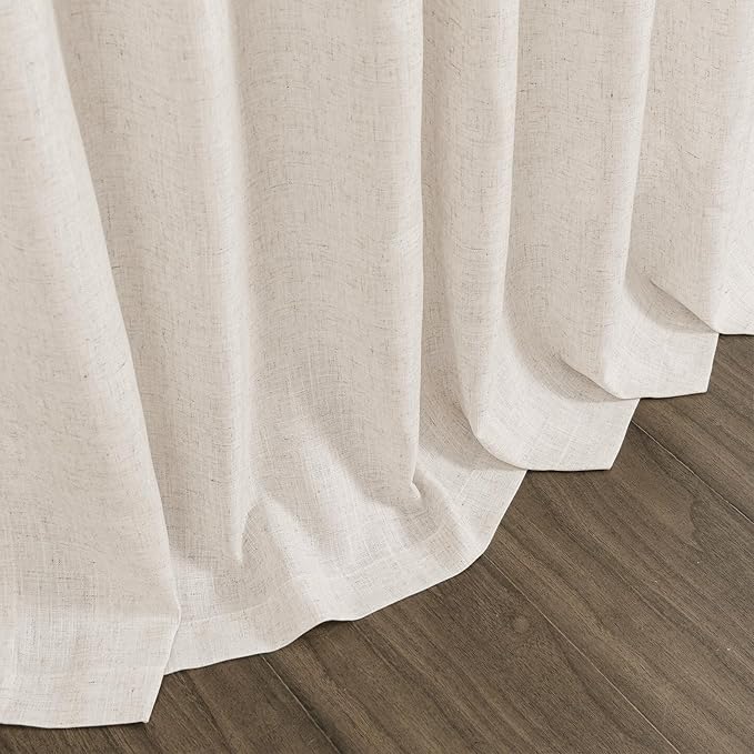 Beige Faux Linen Curtains 84 Inch Length 2 Panels for Bedroom Back Tab Pocket Semi Sheer Light Filtering Curtains Burlap Textured Farmhouse Curtain for Living Room Dining Room Aesthetic Decor 40x84