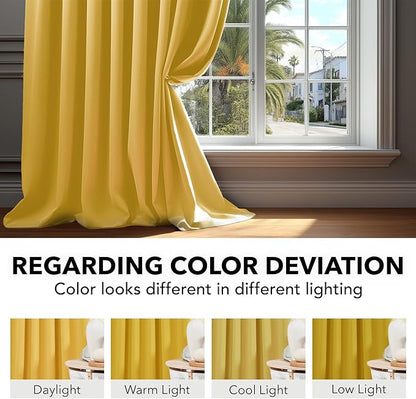 Deconovo Short Blackout Curtains for Small Windows Thermal Insulated Rod Pocket and Back Tab Curtains 42Wx45L Inch Mellow Yellow 2 Panels