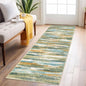 Lansny Modern Abstract Runner Rug 2x6, Green Mustard Multi Washable Kitchen Runner Non-Slip Soft Hallway Rug Runner Thin Print Faux Wool Carpet for Entryway Bedroom Laundry Room Indoor Home Decor