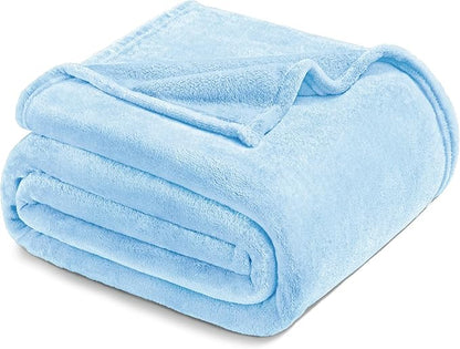 Exclusivo Mezcla Fleece Blanket Twin Size for Bed, Super Soft and Warm, All Season, Cozy, Plush, Lightweight, 60x80 Inches Ice Blue