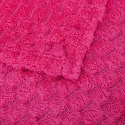 Puncuntex Hot Pink Throw Blanket 108"×90" inches Fuzzy 3D Jacquard Decorative Flannel Fleece Super Soft Plush Cozy Blanket for Couch Sofa Chair Lightweight