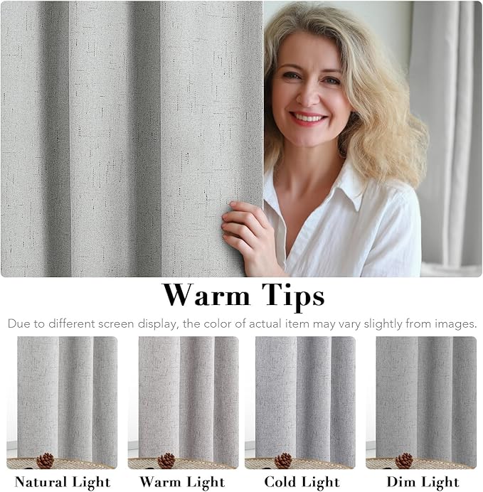 H.VERSAILTEX 100% Blackout Curtains for Bedroom Thermal Insulated Linen Textured Curtains Heat and Full Light Blocking Drapes Living Room Curtains 2 Panel Sets, Glacier Gray, 42x63 Inch
