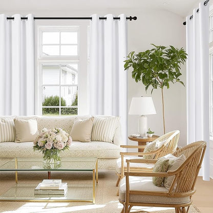 NICETOWN White Blackout Curtains W52 x L84 2 Panels, Grommet Full Blackout Window Treatments Heat Blocking for Bedroom/Living Room