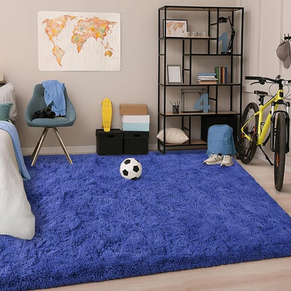 Chicrug Soft Area Rugs for Bedroom Living Room Plush Fluffy Rug 4x6 Feet, Shag Furry Area Rug Carpet Non Shedding for Nursery Children Kids Girls Room Home Decorative, Navy