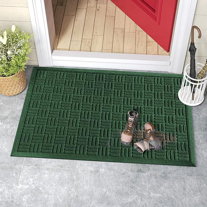 Mibao Front Door Mat Indoor Outdoor Entrance, Dirt Trapping Welcome Mats, Non-Slip Doormats, Low Profile Front Entryway, 36" x 24", Green