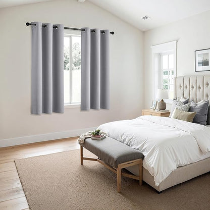 MIULEE Light Grey Blackout Curtains for Bedroom Living Room 54 Inches Long 2 Panels, Thermal Insulated Room Darkening Drapes Solid Grommet Noise Reduction Light Blocking Window Treatments 40x54 Inch