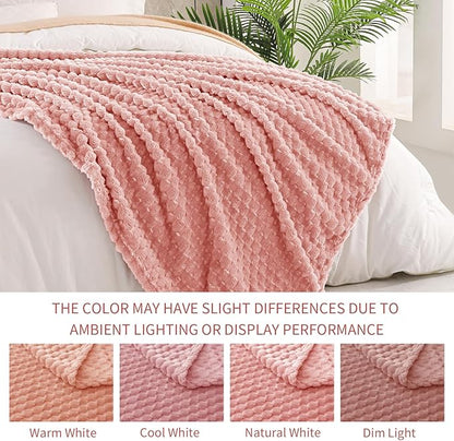 Exclusivo Mezcla Fleece Queen Blanket for Bed, Extra Large Fuzzy Dusty Pink Bed Blankets, Soft Cozy Plush Sofa Throws for All Seasons, 90x90 Inches
