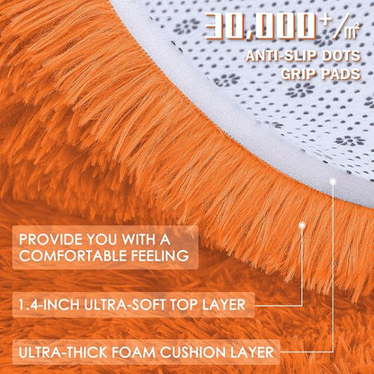 OLANLY 5x8 Machine Washable Large Area Rugs for Living Room, Bedroom, Soft Fluffy Shaggy Bedside Rug, Indoor Floor Carpet for Kids Girls and Boys, Dorms, Nursery, Home Decor Aesthetic, Orange