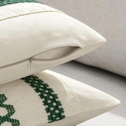MIULEE Set of 2 Dark Green Boho Christmas Decorative Lumbar Pillow Covers 12x20 Inch Farmhouse Rustic Couch Throw Pillows Modern Cotton Cushion Cover Retro Macrame Woven Home Decor for Bed Sofa Chair