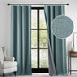 RYB HOME 100% Blackout Linen Textured Curtains 96 inches Long, Thermal Insulating Privacy Energy Saving for Bedroom Living Room Window Office Theater Baby Nursery, W 52 x L 96 in, Misty Blue, 2 Pcs