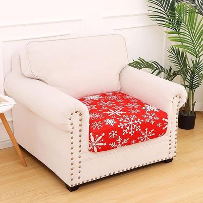 hyha Printed Couch Cushion Covers, Floral Sofa Covers Washable for Cushion Couch, Stretch Pattern Outdoor Cushion Covers for Patio Furniture with Elastic Bottom(Small, Christmas Snowflakes)