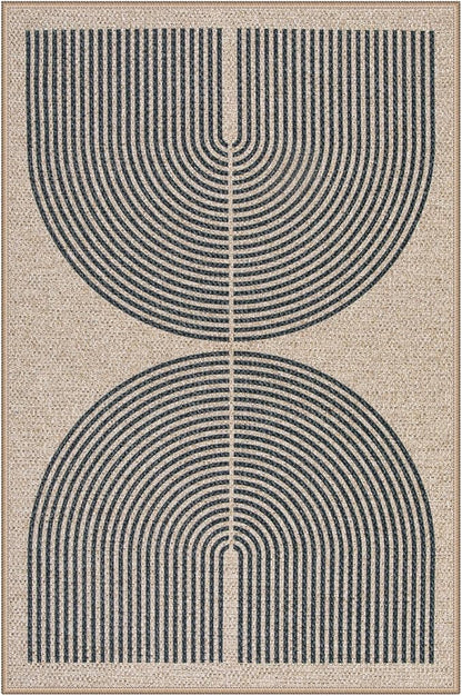 Lahome Enfys Rainbow Easy Jute Rug, 32"x48" Outdoor Mat Non Slip Door Mat Indoor Entrance, Farmhouse Neutral Lightweight Non Shedding Low Pile Throw Rug for Kitchen Entry Foyer