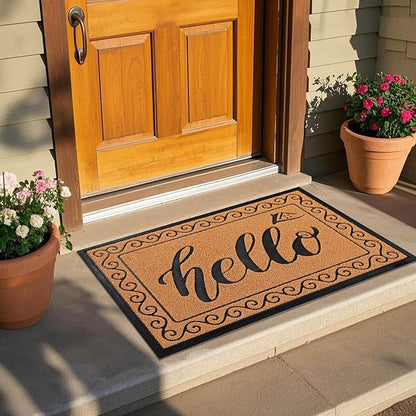 Yimobra Welcome Mats for Front Door 29.5x17, Heavy Duty Waterproof Outdoor Door Mat Outside Entrance, Non-Slip Low Profile Indoor Entryway Mat for Garage Patio, Yellow