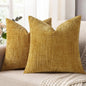 decorUhome Summer Mustard Yellow Chenille Throw Pillow Covers 18x18 Set of 2 Textured Soft Cozy Slubby Couch Pillow Covers Modern Farmhouse Boho Decorative Pillow Cases for Bed Sofa Living Room