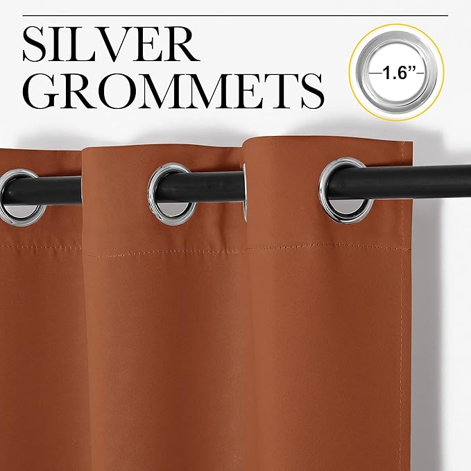 NICETOWN Burnt Orange Window Curtains Blackout Drapes, 1 Pair, 29 by 40 inches, Thermal Insulated Solid Grommet Blackout Curtains/Draperies for Cafe