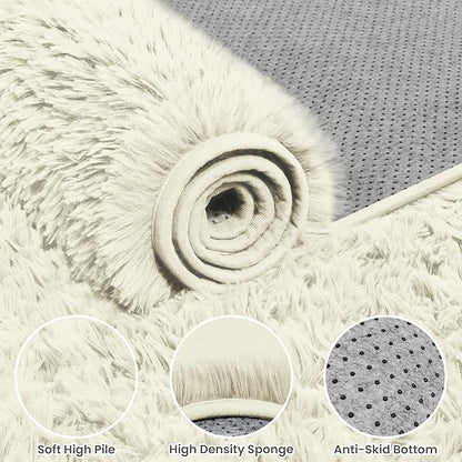 4x6 Area Rugs for Living Room Rug: Soft Fluffy Shag Cream White Rugs for Bedroom, Non-Slip Large Fuzzy Plush Rug Indoor Floor Carpet for Nursery Kids Boys Girl Room, Dorms, Playroom, Modern Home Decor