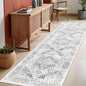Washable 2'6''x8' Runner Rug - Non-Slip Vintage Runner Rug for Entryway Low-Pile Medallion Long Rugs for Hallway Waterproof Traditional Runner Rugs Indoor Thin Rug for Kitchen (Grey)