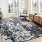 Washable Area Rugs 4'x6' Non-Slip Modern Abstract Soft for Living Room Entryway Bedroom Nursery, Print Pattern, Black Navy Blue Gray