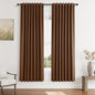 Guken Caramel Brown 100% Blackout Linen Curtains 72 Inch Length 2 Panels Set for Living Room Bedroom Back Tab/Rod Pocket Thermal Insulated Black Out Drapes Room Darkening Farmhouse Window Curtains