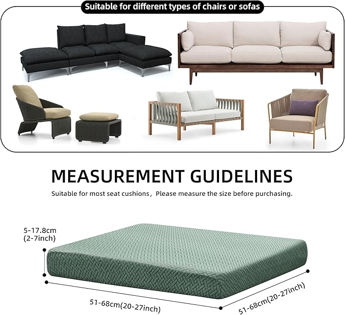 Outdoor Cushion Covers Set,8PCS Patio Furniture Couch Seat Slipcovers, Replacement for Sofa Sectional Chair(Cover，Only)