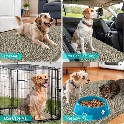 OLANLY Dog Door Mat for Muddy Paws 59x24, Absorbs Moisture and Dirt, Absorbent Non-Slip Washable Doormat, Quick Dry Chenille Mud Mat, Entry Indoor Entryway Carpet for Inside Floor, Warm Taupe