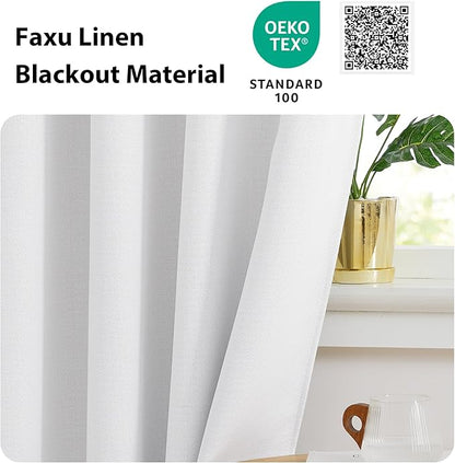 NICETOWN Farmhouse Blackout Small Curtains - Thermal Insulated Grommet Curtain Valances Room Darkening for Kitchen Window Treatments Home Decor, 34" Wide x 30" Long, 1 Pair, Greyish White