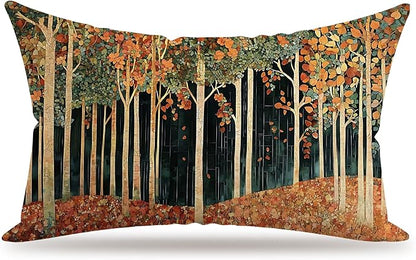 Rustic William Morris Inspired Autumn Forest Decor Pillow Covers 18x18 Double-Sided, Fall Home Room Decor,Vintage Botanical Nature Decorative Throw Pillow Covers for Home Bedroom Living Room