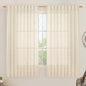 LAMIT Beige Linen Curtains 63 inches Long, Light Filtering Linen Textured Semi Sheer Back Tab and Rod Pocket Boho Drapes for Bedroom/Living Room, 2 Panels, 70 x 63 Inch