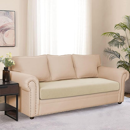 Water Repellent Sofa Cushion Slipcovers, Stretch Spandex 3 Seats Sette Cushion Protector Slipcovers Couch Covers for Loveseat Cushion Couch (Large, Ivory)