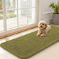 OLANLY Dog Door Mat for Muddy Paws 47x20, Absorbs Moisture and Dirt, Absorbent Non-Slip Washable Doormat, Quick Dry Chenille Mud Mat, Entry Indoor Entryway Carpet for Inside Floor, Willow Green