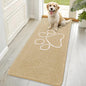 OLANLY Dog Door Mat for Muddy Paws 70x35, Paw Print Design, Absorbs Moisture and Dirt, Absorbent Non-Slip Washable Doormat, Quick Dry Chenille Mud Mat for Dogs, Entry Indoor Entryway Carpet, Beige
