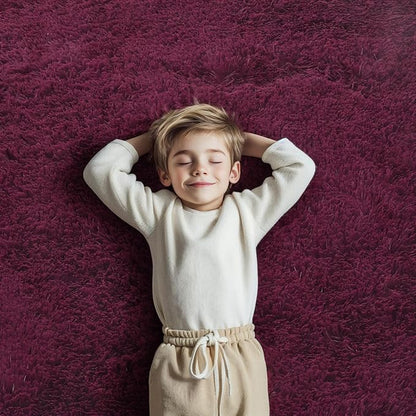 Super Soft Circle Rugs for Girls Princess Castle Toddlers Play Tent 5 Diameter Circular Area Rugs for Kids Bedroom Baby Room Decor Round Shag Playhouse Carpets(Φ5, Burgundy)