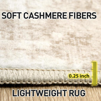 5x7 Area Rugs Washable Rug: Modern Abstract Living Room Rug Soft Anti-Skid Thin Carpet Indoor Floor Non-Shedding Carpets for Bedroom Dining Room Farmhouse Nursery Home Office - Beige Grey