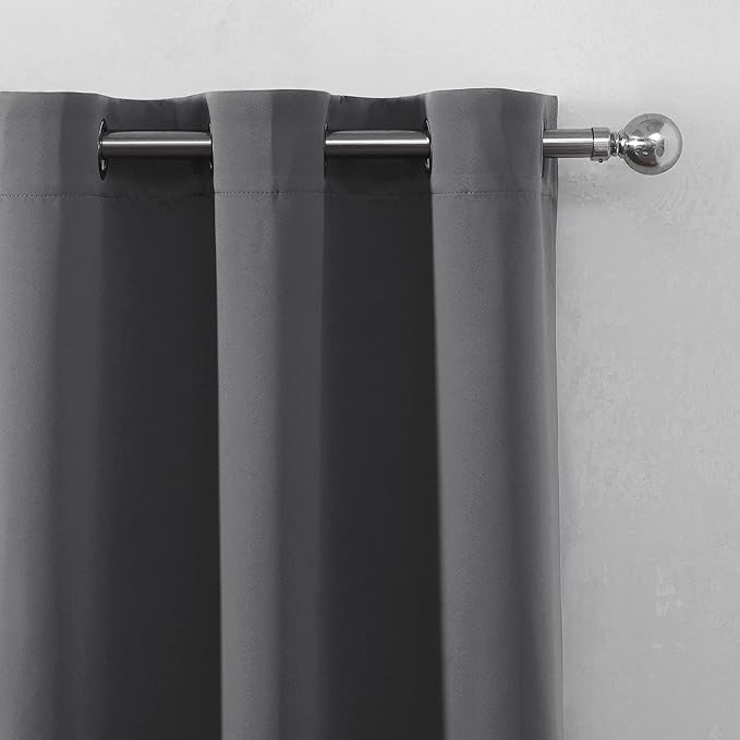 LEMOMO Frost Grey Blackout Curtains 66 x 63 Inch Length/Set of 2 Curtain Panels/Thermal Insulated Room Darkening Blackout Curtains for Bedroom