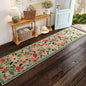 Rugcomf Washable Kitchen Runner 2'7"x12' - Floral Long Hallway Runner Rug Non Slip, Boho Carpet for Entryway, Hall, Bathroom - Green