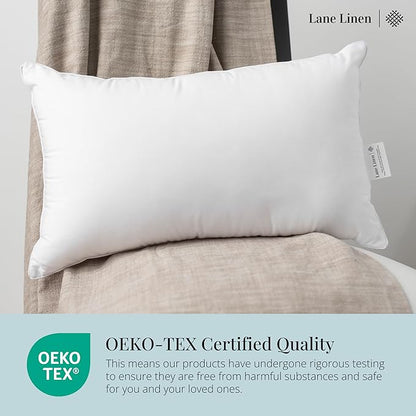 LANE LINEN 12x20 Pillow Insert - Set of 4 White Decorative Pillow for Sofa Bed, Fluffy Pillow Inserts for Throw Pillow Covers, Throw Pillows for Bed, Couch Pillows for Living Room, Bed Pillows
