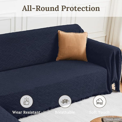 HOMERILLA Sectional Couch Covers for Sectional Sofa L Shaped Sofa Cover Blanket 2 Pieces L Shape Furniture Protector for Pets Dogs(Midnight Blue, X-Large)