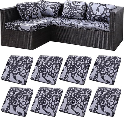 8Pcs Stretch Patio Cushion Covers,Outdoor Couch Covers Replacement,Outdoor Couch & Sofa Slipcovers,for Patio Furniture Cushion Covers,Washable Reusable urniture Protector(Grey Pigeon,8PCS)