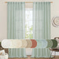 LAMIT Living Room Linen Curtains 95 Inch for Bedroom, Back Tab and Rod Pocket Linen Textured Sheer Curtains Light Filtering Burlap Drapes for Farmhouse, 2 Panels, 52 x 95 Inch, Light Sage