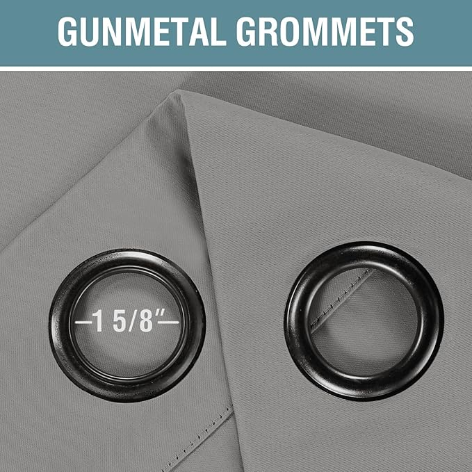 H.VERSAILTEX Grey Blackout Curtains for Bedroom Thermal Insulated Room Darkening Blackout Curtain Panel for Door, Window Panel Drapes - 1 Panel - 52 inch Wide by 102 inch Long, Dove Gray, Grommet Top