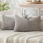 MIULEE Pack of 2 Lumbar Couch Throw Pillow Covers 20x12 Inch Light Gray Modern Boho Accent Decorative Pillow Covers Soft Chenille Farmhouse Cushion Covers for Home Decor Bed Sofa Living Room