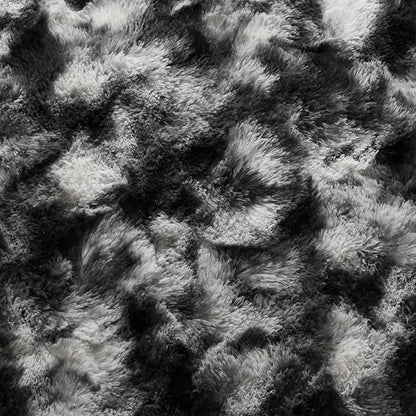 4x6 Ft Shag Area Rug for Bedroom Living Room, Tie-Dyed Ultra Soft Fluffy Furry Rugs for Indoor Floor, Aesthetic Carpet for Kids Home Decor (Black Grey)