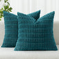 MIULEE Pack of 2 Corduroy Decorative Throw Pillow Covers 20x20 Inch Soft Boho Striped Pillow Covers Modern Farmhouse Home Decor for Summer Coastal Sofa Living Room Couch Bed Teal