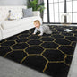TWINNIS Super Soft Shaggy Rugs Fluffy Carpets, 4x5.9 Feet, Indoor Modern Plush Area Rugs for Living Room Bedroom Kids Room Nursery Home Decor, Upgrade Anti-Skid Rectangular Fuzzy Rug, Black Gold