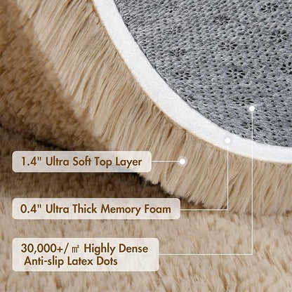 6x9 Ft Large Shag Beige Rugs for Living Room Bedroom, Ultra Soft Fluffy Furry Area Rugs for Playroom Indoor Floor, Aesthetic Carpet for Kids Home Decor