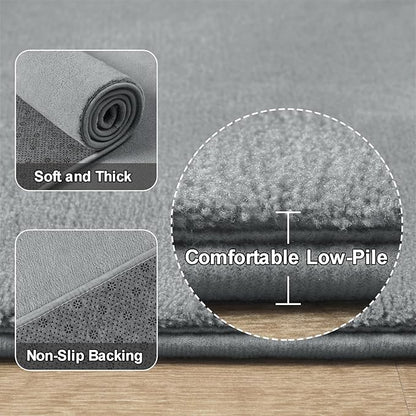 Amearea Modern Soft Hallway Runner Rug, 3x10 Feet Washable Long Runner Rugs for Hallway, Grey Fluffy Bedroom Bedside Rugs, Non Slip Memory Foam Rug Carpet for Entrance Kitchen Living Room Home Decor