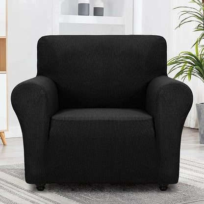 ZNSAYOTX Super Stretch Chair Slipcover Universal Sofa Chair Covers for Living Room Dogs Pet Furniture Protector Spandex Armchair Slipcovers with Anti Slip Foam Sticks (Black, Chair)
