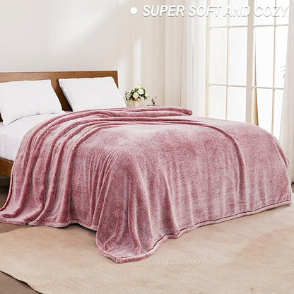 Exclusivo Mezcla Plush Fuzzy Fleece Throw Blanket Extra Large, Super Soft, Fluffy and Warm Blankets for Couch, Bed, All Season (Mixed Deep Red, 50x70 inches)