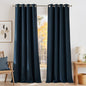 NICETOWN Faux Linen Navy Blue Blackout Curtains 84 inches Long for Living Room - Privacy Panels for Bedroom, Modern Farmhouse Style Easy Care Grommet Top, 2 Panels, W52 by L84