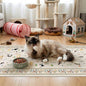 2x5 Washable Kitchen Runner Rug - Soft Low Pile Floral Animal Cat Print Rugs with Non-Slip Backing Waterproof Stain-Resistant Indoor Carpet for Hallway Entryway Bathroom Bedroom (Light Beige)